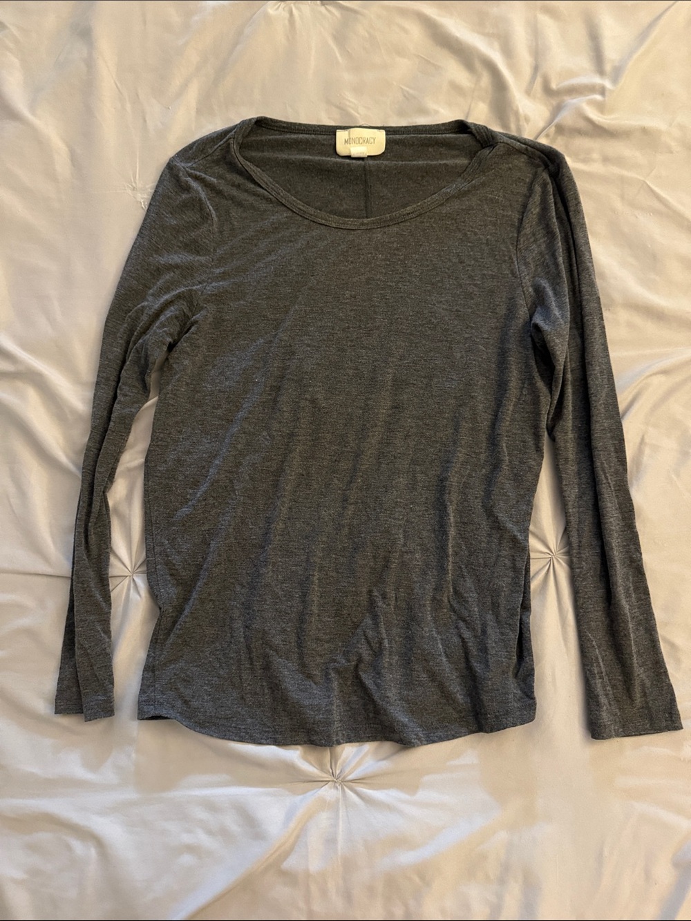 Charcoal Scoop Neck Long Sleeve Tee